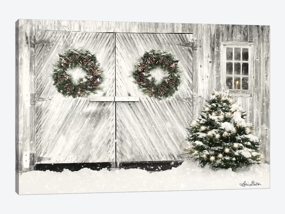 Christmas Barn Doors by Lori Deiter 1-piece Canvas Art