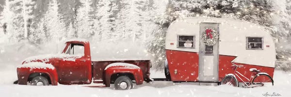 Camping: Christmas Camper with Bike by Lori Deiter