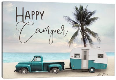 Happy Camper    Canvas Art Print - Camping Art