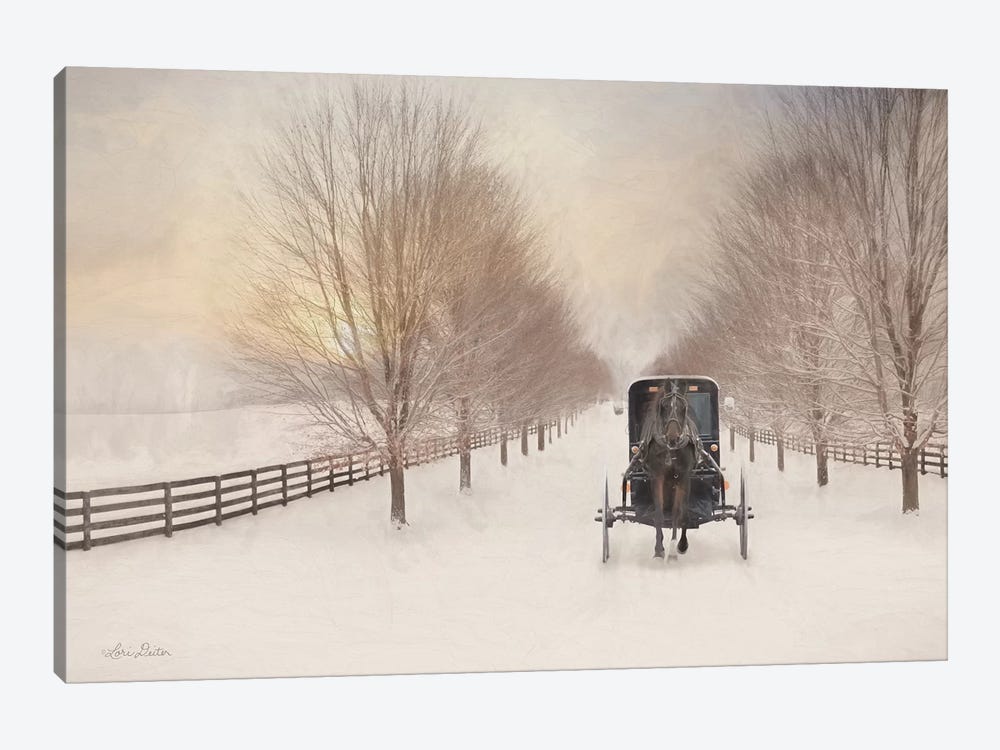 Snowy Amish Lane by Lori Deiter 1-piece Canvas Art