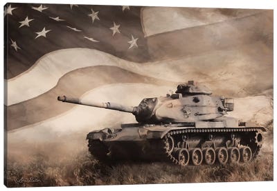 The Liberator Tank Canvas Art Print - American Flag Art