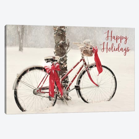 Happy Holidays Snowy Bike  Canvas Print #LOD218} by Lori Deiter Canvas Art Print
