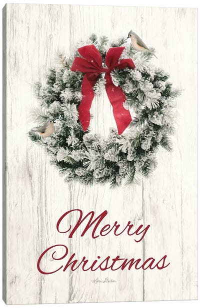 Titmouse Christmas Wreath Canvas Art Print - Lori Deiter