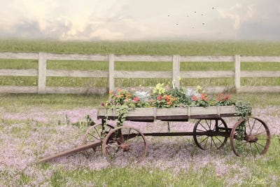 Country Flower Wagon by Lori Deiter metal wall art