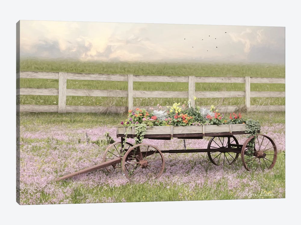 Country Flower Wagon by Lori Deiter 1-piece Canvas Print