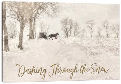 Dashing Through The Snow Canvas Art Print - Rustic Winter
