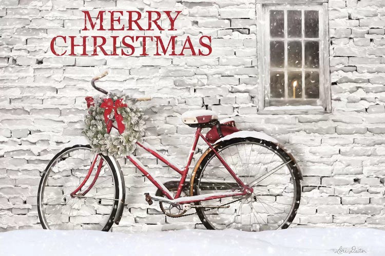 Merry Christmas Bicycle by Lori Deiter wall art