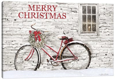 Merry Christmas Bicycle Canvas Art Print - Bicycle Art