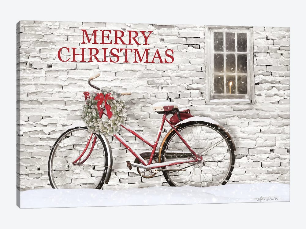 Merry Christmas Bicycle by Lori Deiter 1-piece Art Print