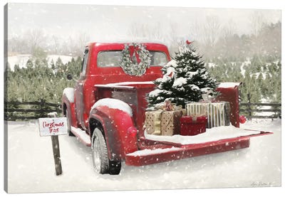 Truck Full Of Presents Canvas Art Print - Farmhouse Christmas Décor