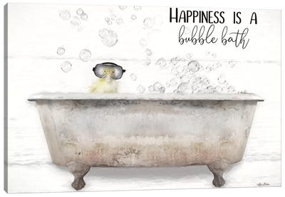 Happiness Bubble Bath Canvas Art Print - Funny Typography Art