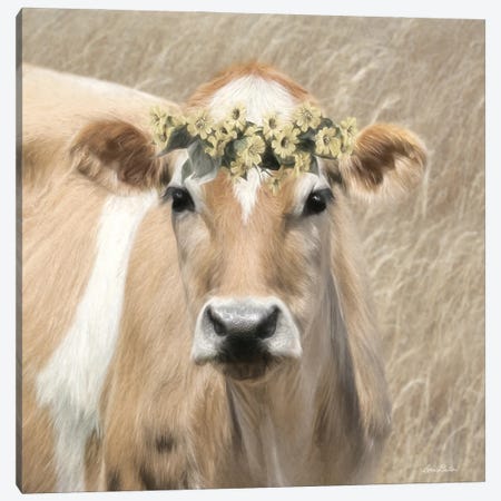 Floral Cow I Canvas Print #LOD338} by Lori Deiter Canvas Artwork