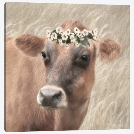 Floral Cow II Canvas Print #LOD339} by Lori Deiter Canvas Artwork