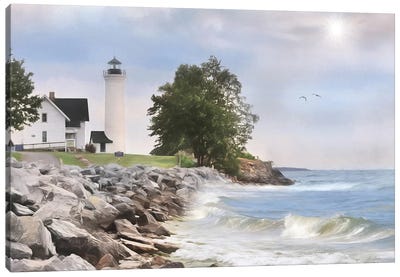 Afternoon at Tibbetts Point Canvas Art Print - Lighthouse Art
