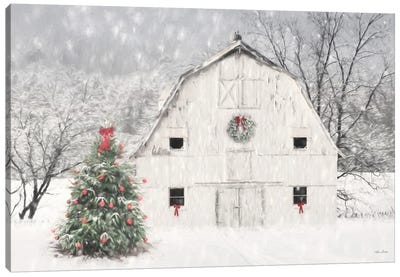 Christmas In The Country Canvas Art Print - Farmhouse Christmas Décor