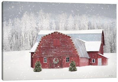 Red Christmas Canvas Art Print - Country Art