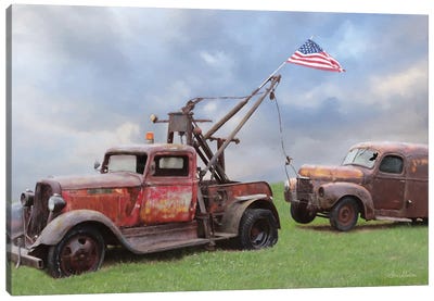 Two Truck Rescue Canvas Art Print - Trucks