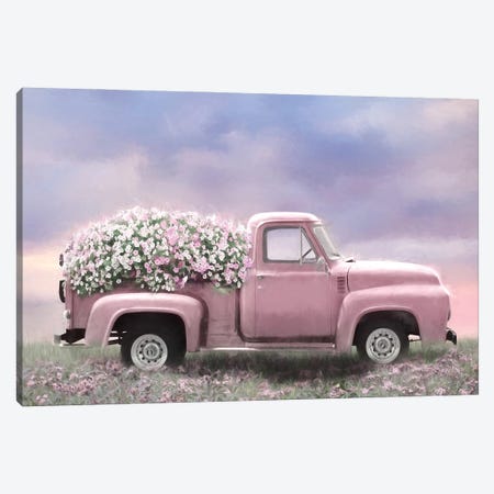 Pink Floral Truck Canvas Print #LOD452} by Lori Deiter Art Print