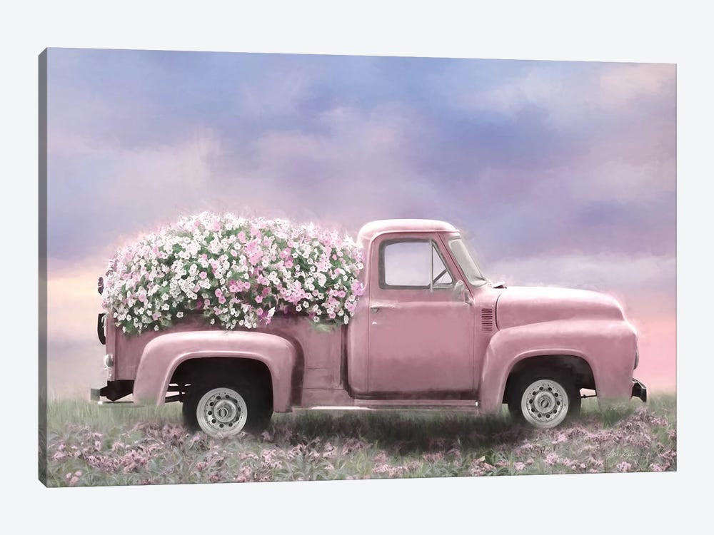 Pink Floral Truck by Lori Deiter 1-piece Canvas Artwork