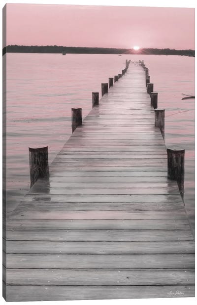 Pink Sunset At The Dock Canvas Art Print