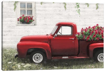 Cottage Flower Delivery Canvas Art Print - Trucks