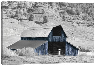 Blue Barn II Canvas Art Print - Country Scenic Photography