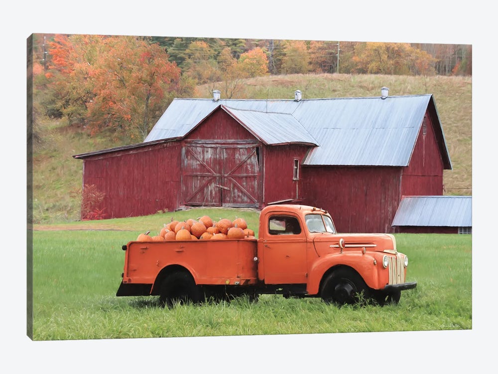 Orange Pumpkin Truck by Lori Deiter 1-piece Canvas Wall Art