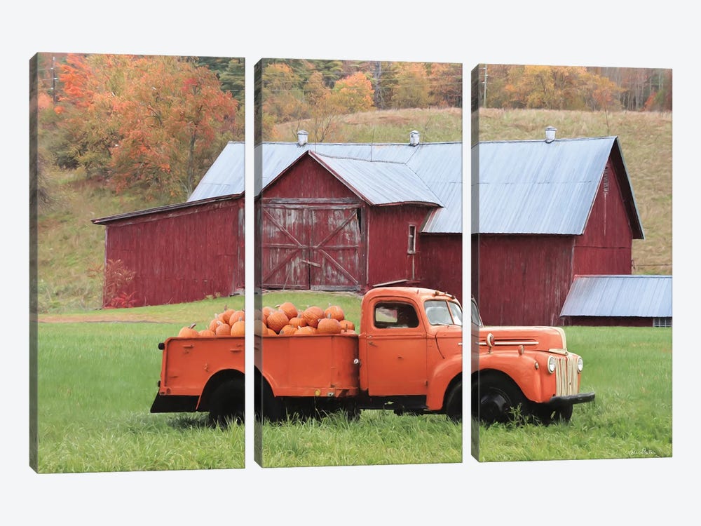 Orange Pumpkin Truck by Lori Deiter 3-piece Canvas Art