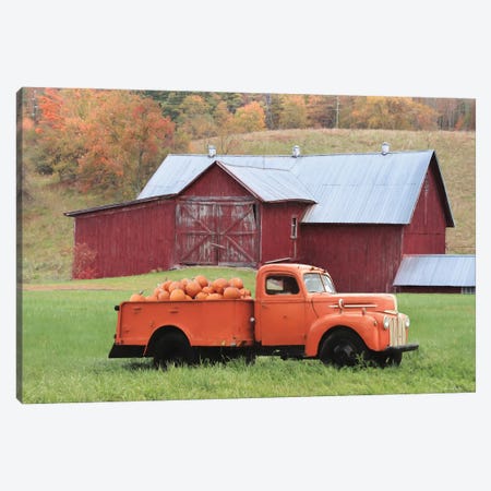 Orange Pumpkin Truck Canvas Print #LOD599} by Lori Deiter Canvas Wall Art