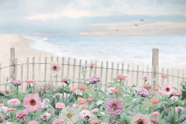 Lori Deiter: Seaside Zinnias I by Lori Deiter