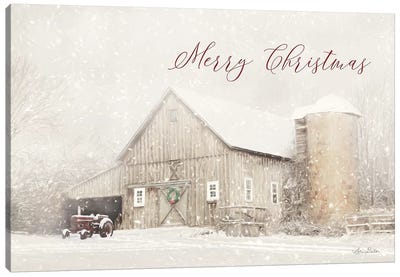 Merry Christmas Farm Canvas Art Print - Modern Farmhouse Décor