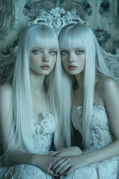 Twins On Loveseat by London Black canvas print