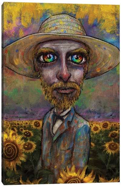 Vincent And The Sunflowers Canvas Art Print - Van Gogh's Sunflowers Collection