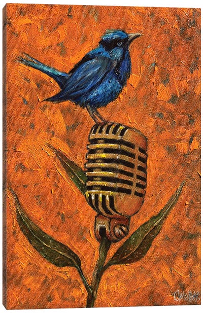 Blue Wren Canvas Art Print - Music Lover