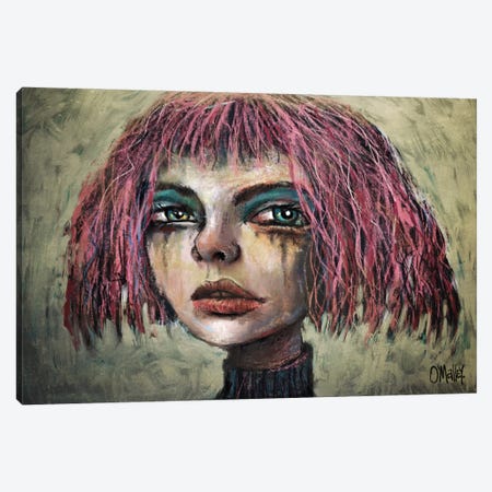 The Girl With The Pink Hair Canvas Print #LOM5} by Leith O'Malley Canvas Wall Art