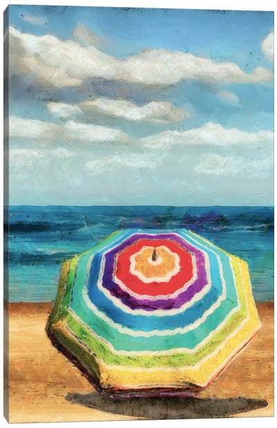 Beach Umbrella I Canvas Art Print - Umbrella Art
