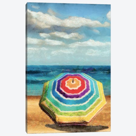 Beach Umbrella I Canvas Print #LON141} by Alonzo Saunders Art Print