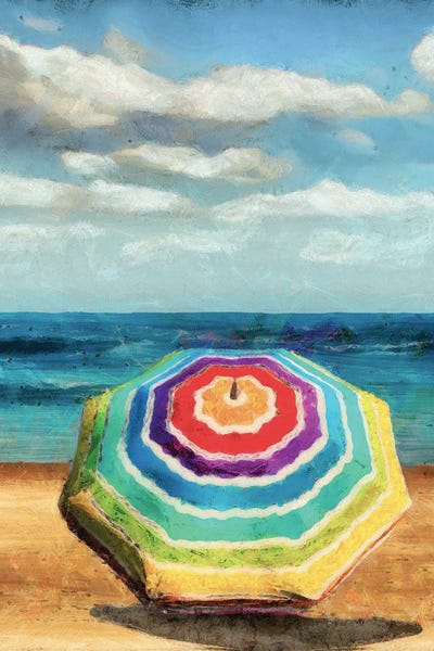 Large Coastal Art - Canvas Prints: Beach Umbrella I by Alonzo Saunders