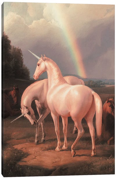 Unicorns Canvas Art Print - Rainbow Art
