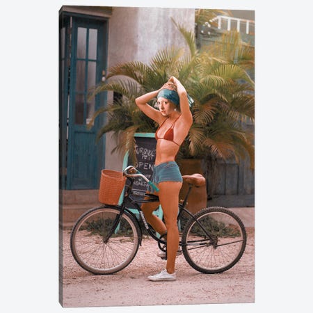 The Girl On A Bicycle Canvas Print #LOO149} by Jonas Loose Canvas Artwork