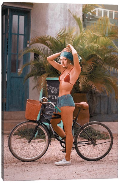 The Girl On A Bicycle Canvas Art Print - Jonas Loose