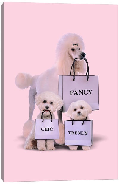 Fashion Dogs Canvas Art Print - Shopping Art