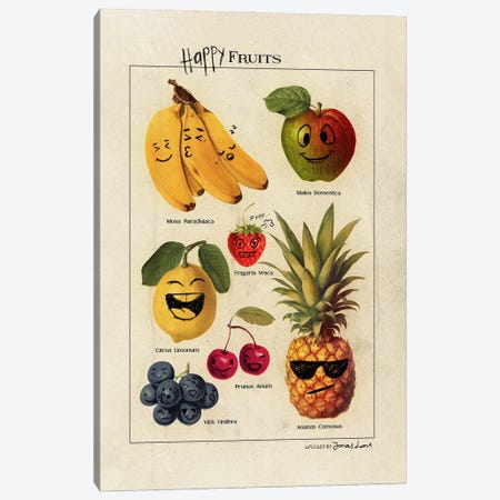 Happy Fruits Canvas Print #LOO168} by Jonas Loose Canvas Wall Art