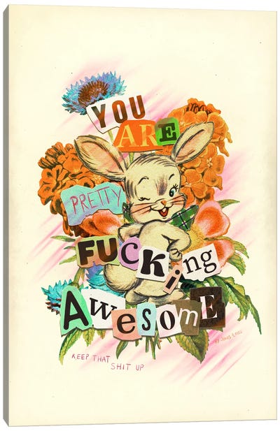 You Are Awesome Canvas Art Print - Animal Typography