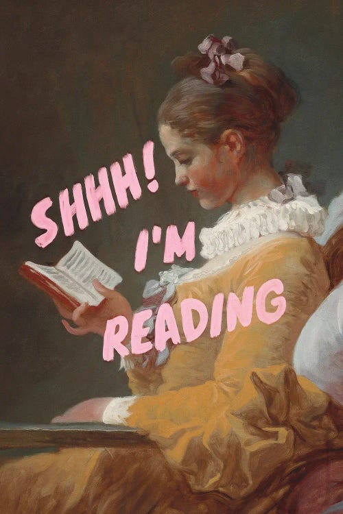 Shhh I'm Reading by Jonas Loose canvas print