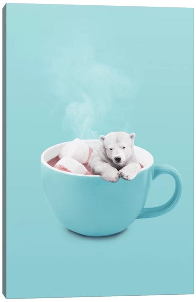 Hot Chocolate Canvas Art Print - Polar Bear Art