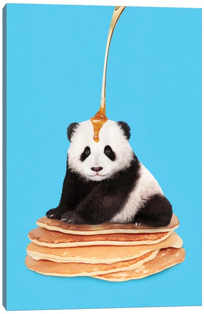 Pancake Panda Canvas Art Print - Bread Art