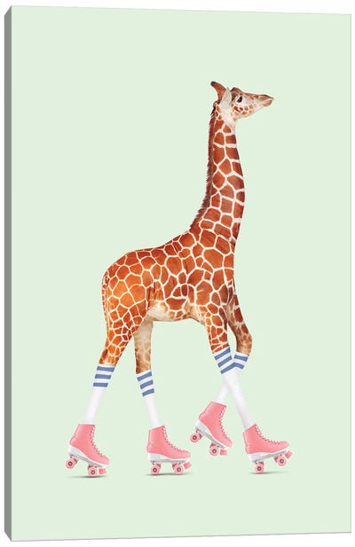 Rollerskating Giraffe Canvas Art Print - Jonas Loose