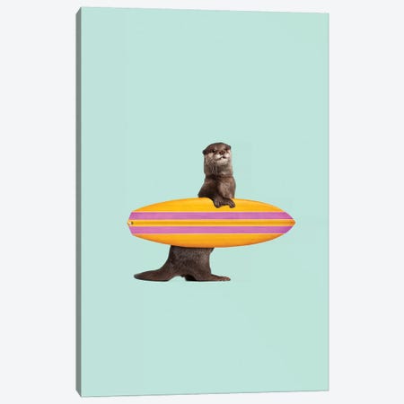 Surfing Otter Canvas Print #LOO46} by Jonas Loose Canvas Artwork