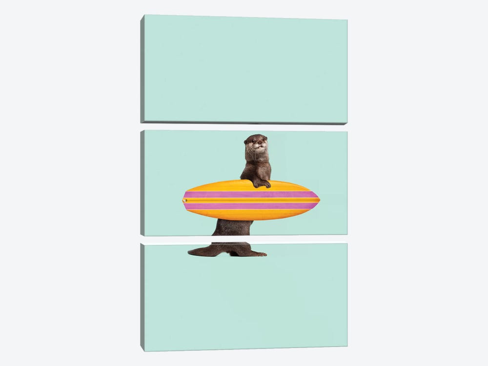 Surfing Otter by Jonas Loose 3-piece Canvas Art Print